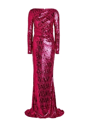 Talbot Runhof sequined long-sleeve dress - Pink