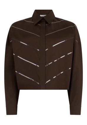Peserico cropped sequin-embellished shirt - Brown