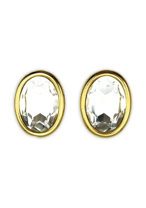 Jennifer Gibson Jewellery 1980s oval crystal headlamp earrings - Gold