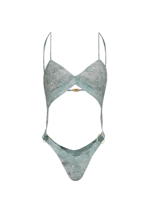 Amir Slama x Jade Picon floral cut-out swimsuit - Blue