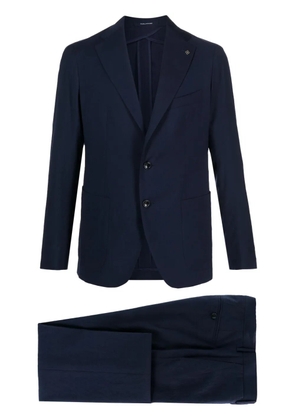 Tagliatore logo-appliqué virgin wool single-breasted suit - Blue
