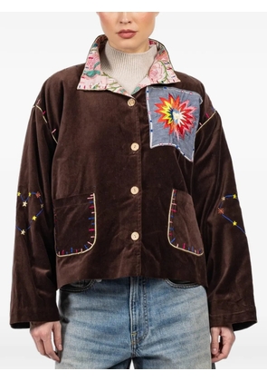 FISH CLUB patchwork embroidered jacket - Brown