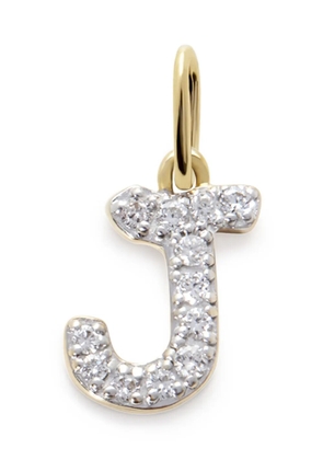 Monica Vinader 14ky yellow gold J diamond pendant