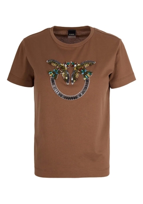 PINKO rhinestone-embellished T-shirt - Brown