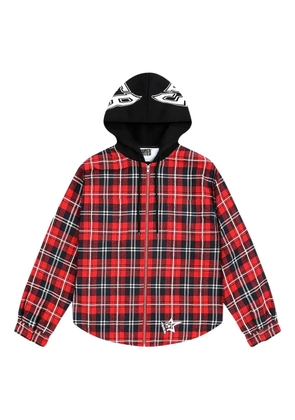SP5DER hooded zip flannel hooded jacket - Red