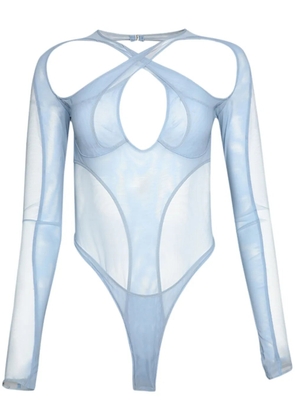 Mugler layered cut-out bodysuit - Blue