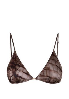 Elisabetta Franchi alligator-print bra - Brown