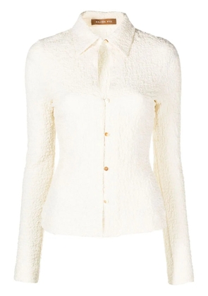 Rejina Pyo crinkled long-sleeve polo top - Neutrals