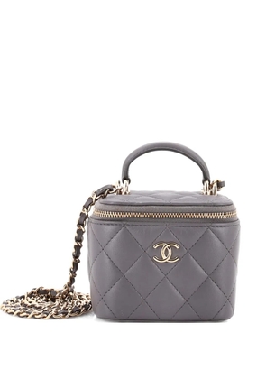 CHANEL Pre-Owned Classic Top Handle Vanity Case with Chain Quilted Lambskin Mini crossbody bag - Grey