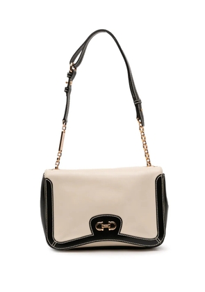 Ferragamo Pre-Owned 2010-2020 Leather Double Gancini shoulder bag - White