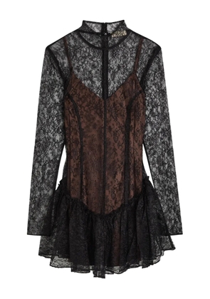 De La Vali Brisa lace ruffled mini dress - Black