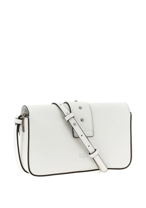 PINKO studs buckle leather shoulder bag - White