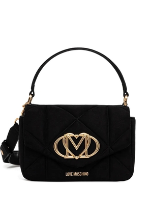 Love Moschino quilted-design logo-plaque shoulder bag - Black