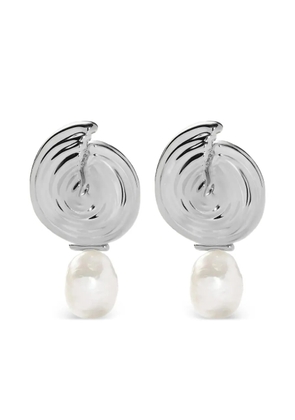 Missoma spiral-design detachable-pearl drop earrings - Silver