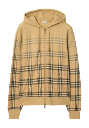 Burberry zip-up hooded check-pattern hoodie - Neutrals