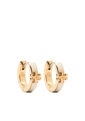 Tory Burch Kira enamel huggie hoop earrings - Gold