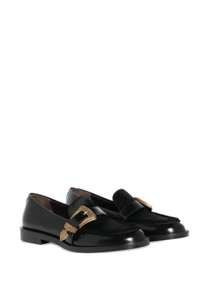 Roberto Festa Lira pony skin detail triptych loafers - Black