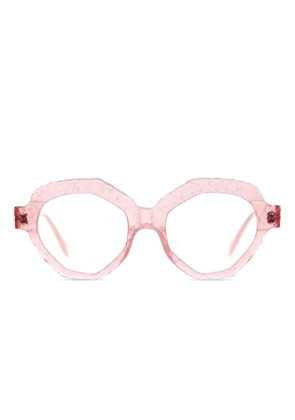 Kuboraum textured geometric-frame glasses - Pink