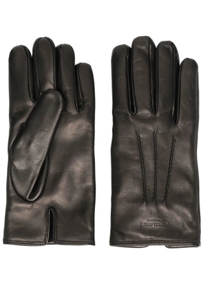 Giorgio Armani logo-stamped leather gloves - Black