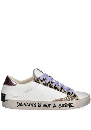 Crime London leopard-print lace-up sneakers - White