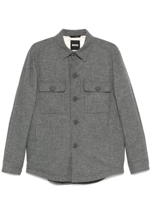 BOSS brushed flannel shirt jacket - Grey