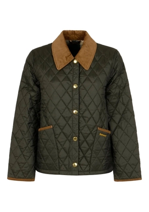 Barbour corduroy-collar qwuilted jacket - Green