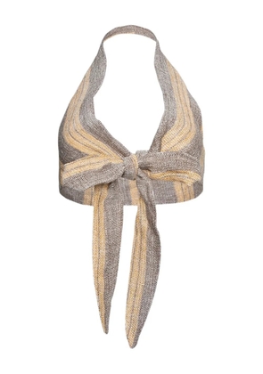 Lisa Marie Fernandez striped tie halter top - Neutrals