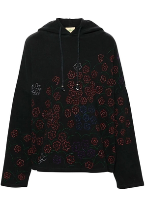 Glass Cypress floral-embroidered hoodie - Black