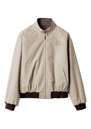 Miu Miu houndstooth-lining reversible bomber jacket - Neutrals