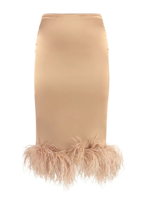Giuseppe Di Morabito feather-trim midi skirt - Neutrals