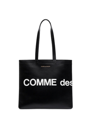 Comme Des Garçons Wallet logo-print leather tote bag - Black