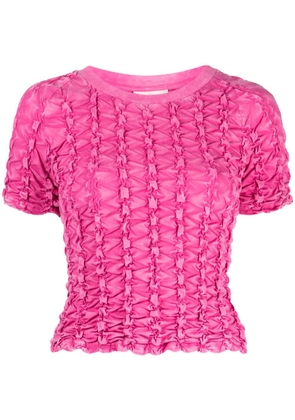 PONDER.ER ruched-detailing cotton T-shirt - Pink