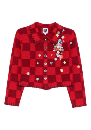 YANYAN KNITS shrunken-work cardigan - Red