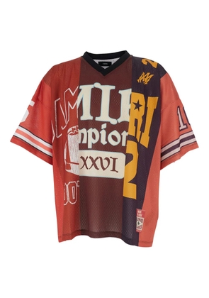 AMIRI patchwork V-neck T-shirt - Red