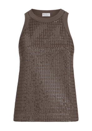 Brunello Cucinelli dazzling check-pattern top - Brown