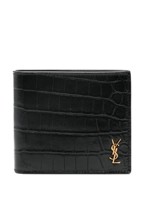 Saint Laurent tiny Cassandre East/West leather wallet - Black