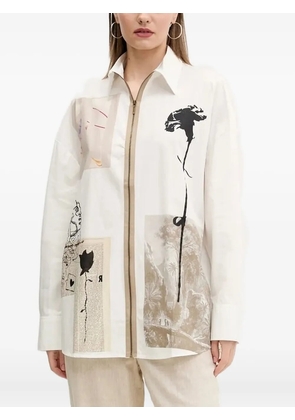 Desigual print zip-fastening shirt - White