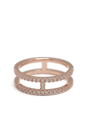 APM Monaco double line Pavé ring - Pink