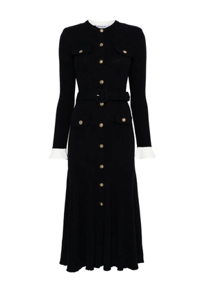 Self-Portrait button-detailed ribbed-knit maxi dress - Blue