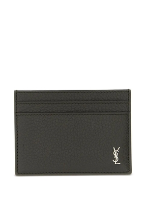 Saint Laurent Tiny Cassandre metal-logo card holder - Brown
