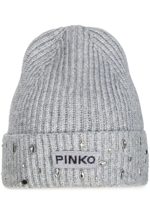 PINKO crystal-embellished beanie hat - Grey