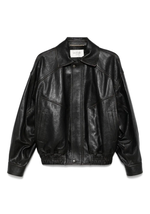 Saint Laurent leather bomber jacket - Brown