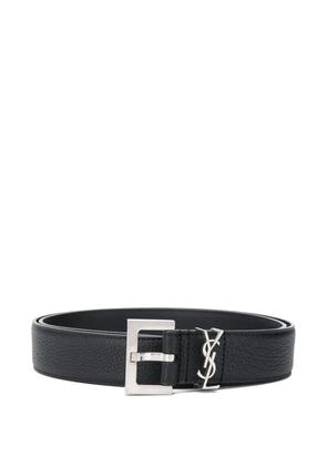 Saint Laurent Cassandre leather belt - Black