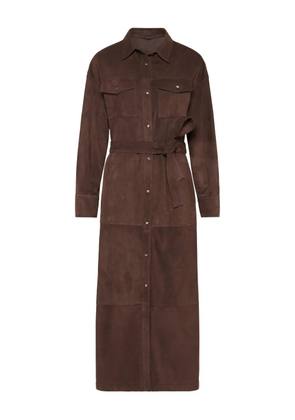 Brunello Cucinelli belted suede shirt dress - Brown
