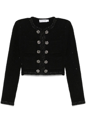 Self-Portrait textured knit jacket - Black