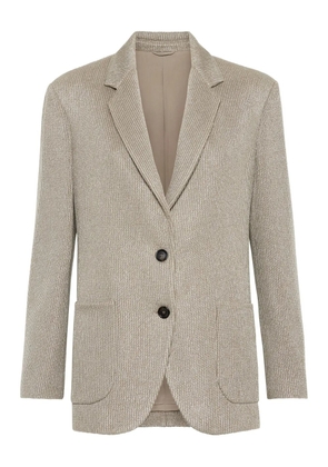 Brunello Cucinelli Monili chain-detail ribbed blazer - Neutrals