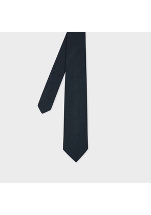 Paul Smith Navy Linen-Silk Blend Textured Tie Blue