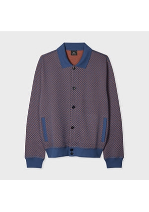 PS Paul Smith Dark Blue Cotton-Blend Jacquard Cardigan
