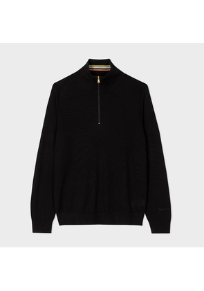 Paul Smith Black Merino Wool Half Zip Sweater