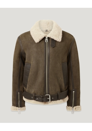 Belstaff Erskine Biker Jacket Women's Elevated Shearling Light Brown / Natural Size M
